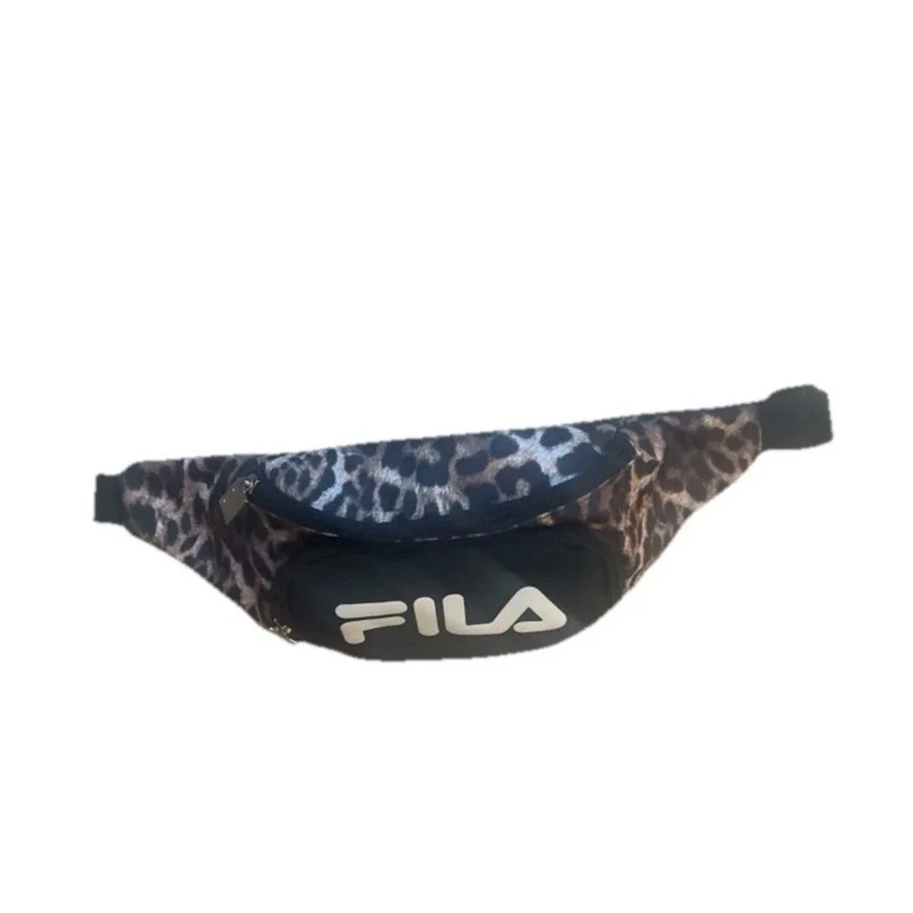FILA Spell Out Logo Travel Waist Fanny Pack‎ Animal Print Zippered Pockets